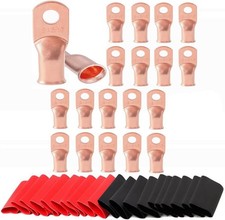 20pcs 8AWG 5/16 Copper Battery Lugs Heavy Duty Tubular Ring Te Size: 8AWG 5/16