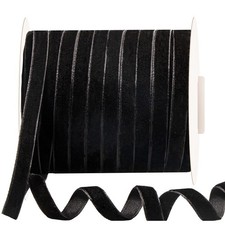50 Yards 3/8 inch 10mm Black Velvet Ribbon, Gift Wrapping, DIY, Crafts, Spool