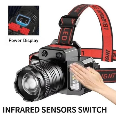 Wiederaufladbare LED Stirnlampe Teleskop Zoom Wasserdicht Outdoor
