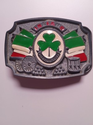 Tanside Ltd Ireland Fighting Irish Belt Buckle W/Shamrock Flag Vintage Buckle 