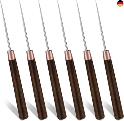 REOVIN 6 Stück Ahle, Ahle Werkzeug Nähahle mit langem Holzgriff für Lederhandwerk, Le