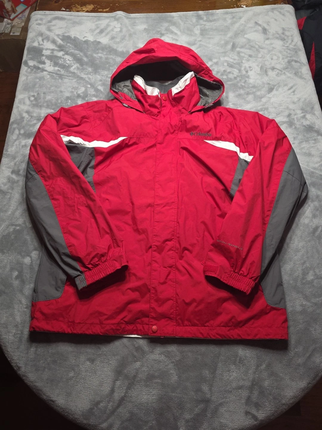 Columbia Sportswear Mens Jacket Large Red Grey White Snow Rain Interchange