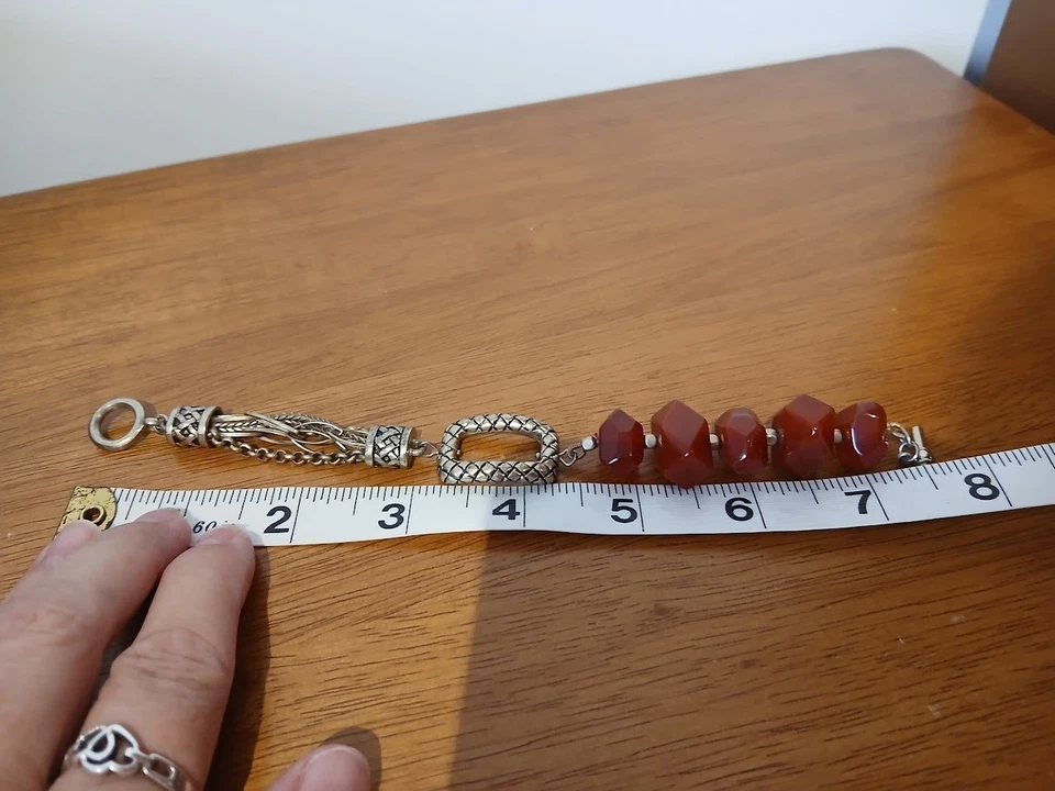 Pulsera firmada Monet tono oro cadena eslabones grueso naranja abalorio pulsera Foto 4 de 4