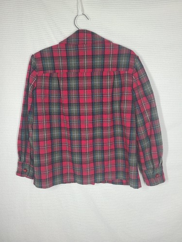 Vtg 50s Wool 49er Jacket Shadow Plaid Hand Detailed L White Stripe Red Button - Picture 10 of 14