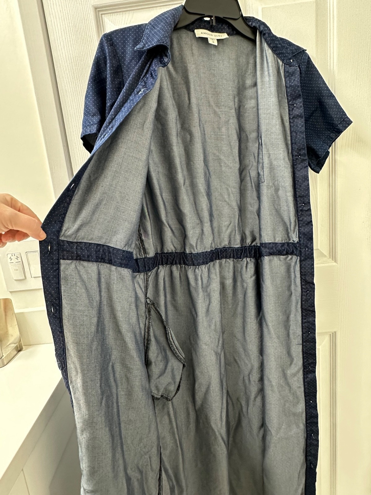 Amour Vert Blue Chambray Tiny Dot Drawstring Wais… - image 7