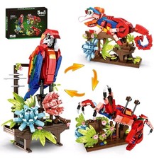 WOMA 3 in 1 Parrot Building Blocks Set, Creative Animal Plant Construction Toy