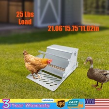 Automatic Metal Treadle Feeder 25lb Capacity, Feed Trough Chicken Feeder,