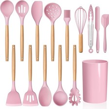 Silicone Kitchen Utensils Set 15-Piece Heat Resistant Cooking with Holder