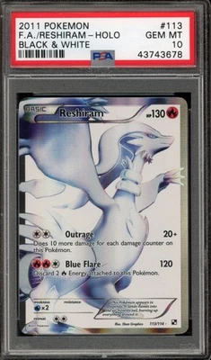 Pokemon Reshiram Black & White Full Art #113 PSA 10 Gem Mint