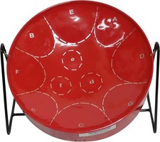 Miniature Steelpan Steel Drum 12 Inch Diameter 11 Notes with Red