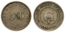 Colombia - 2 1/2 Centavos 1881 - Liberty Cap, Medio Centavos