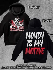 Men's Money Is My Motive Graphic Hooded Sweatshirt - 310g Heavyweight Blend, Red