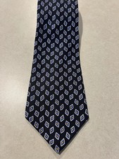 Polo Ralph Lauren Silk Tie Navy Blue Geometric Diamond Pattern