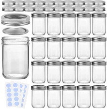 Mason Jars, 8 oz Glass Jars With Regular Lids and Bands, Ideal for Jam, Honey...