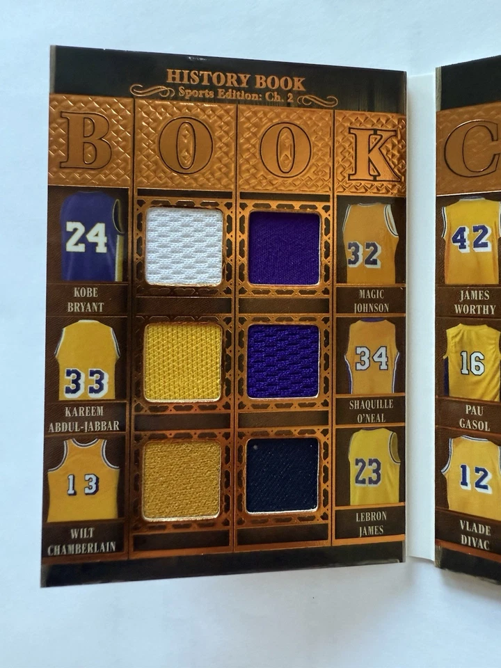 Leaf History Book 2025 LAKERS LeBron James Kobe Bryant Shaq 12 vías Jersey Reliquia Foto 2 de 4