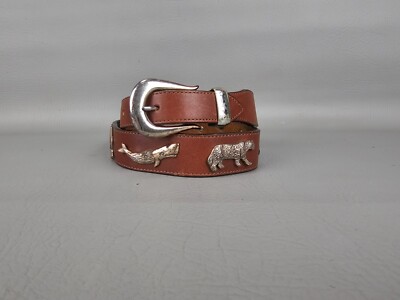 Honest by Brighton Safari Animal Belt Brown Leather Silver Tone