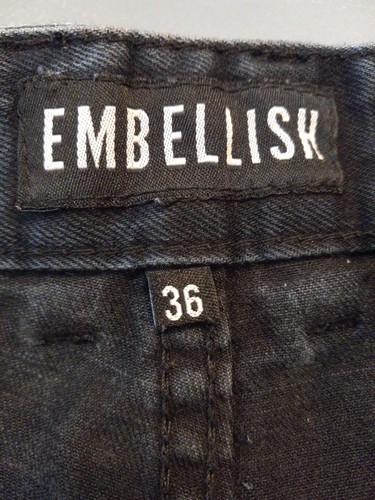 Embellish Mens Distressed Ribbed Zip Design Raw Hem Denim Shorts Size 36 - Picture 4 of 9