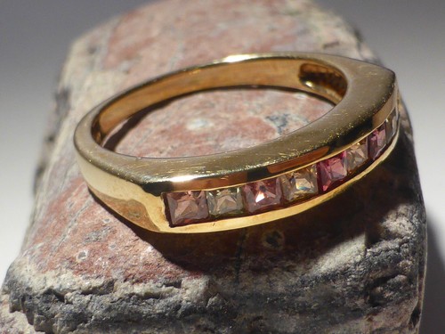 9ct Gold Rainbow Sapphire Eternity Ring 0.45ct UK Hallmark Size N Boxed - 第 3/24 張圖片