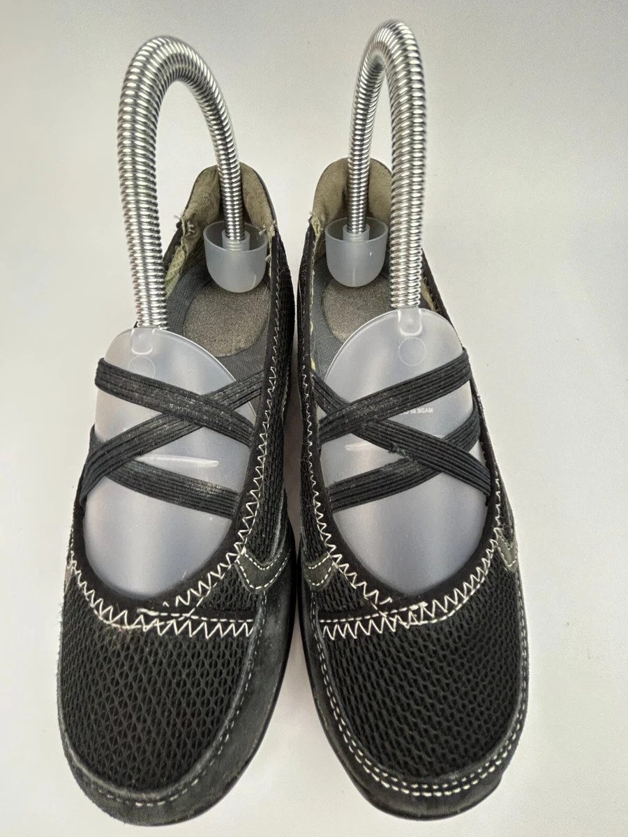 Ahnu Crissy Mary Jane Shoes Womens Size 5.5 Black Leather and Mesh