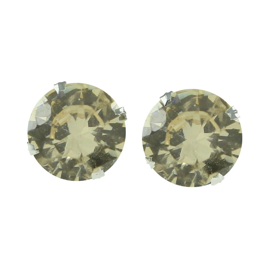 Brown Moissanite Solitaire Studs Earrings with Push Back 10K Solid White Gold - Image 2 of 2