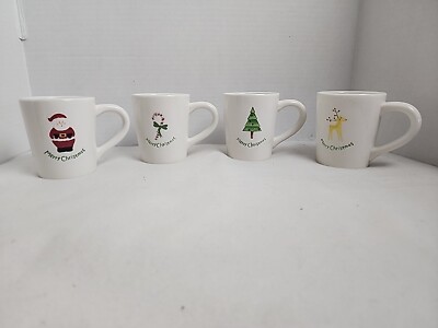 2008 BIA Christmas Coffee Mugs Set of 4 EUC Priority Shipping