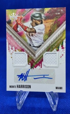 2021 Diamond Kings Monte Harrison Dual Patch Auto Miami Marlines DKMS-MH