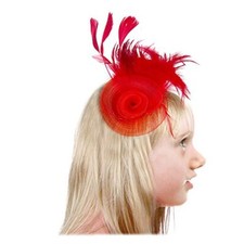 Red Feather Wedding Fascinator Woman Child Headpiece Girl Kid Tea Event Party