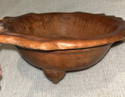 10.5” Antique Ceramic Handmade Large Pottery Bowl Home Decor Collectible - Picture 11 of 13