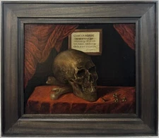 17th C. French School Vanitas Skull Memento Mori Old Master Oil Ex-Christie’s