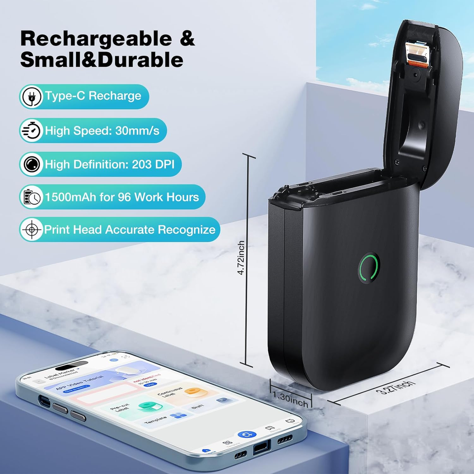 Label Maker Machine with Tape, D11 Pro Bluetooth Label Printer,Mini