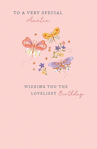 Auntie Birthday Aunty Card – Paper Rose Illustrated Embossed Gold Foil Design