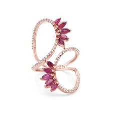 Real Marquise Ruby Gemstone Wrap Ring Rose Gold Plated 925 Silver Topaz Jewelry