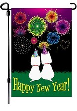 New Years Flag,Happy New Year Garden Flag 12.5x18 Inch Double Sided Printing...