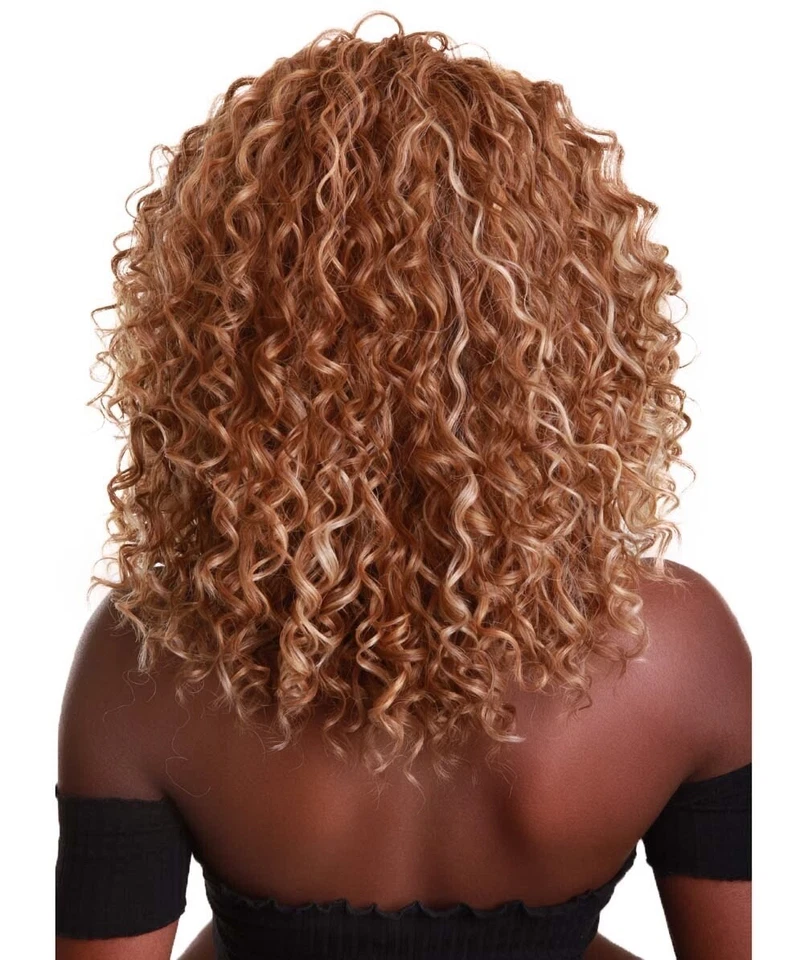 LUXLUXE Ada Curly 17.5 Inch Long 13x2.5 Hand-Tied Lace Front Wig, Blonde Blend - Image 4 of 4