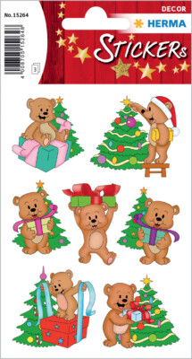 HERMA Weihnachts-Sticker DECOR ''Weihnachtsbären'' 3 Blatt à 7 Sticker