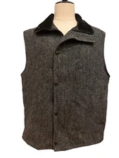 Peregrine Harris Tweed Wool Herringbone Vest Size XL Gray Made England / Nice!