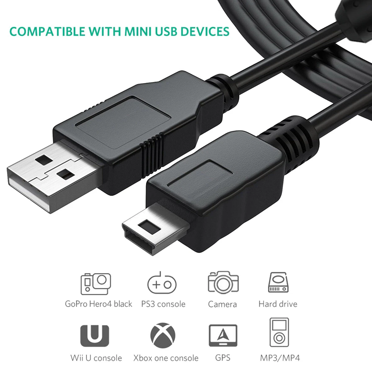 USB A 2.0 Male to Mini USB Cable