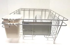 Large Dish Drying Rack With Utensil Caddy Simply Essential Chrome 22079 Lot Of 2