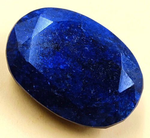 200Ct Naturalny afrykański królewski niebieski szafir certyfikowany owalny krój luźny kamień szlachetny AKM - Zdjęcie 1 z 9