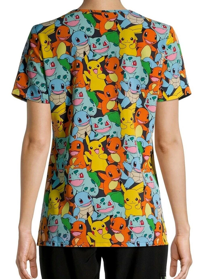 NWT Pokemon Pikachu Scrub Top Shirt Men Womens Sz XS S M L XL Plus 2XL 2X 3X 3XL - Image 3 of 4