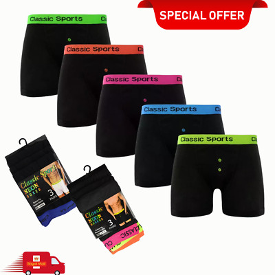 Herren Neon Boxershorts Trunks, Comfort Fit Boxer Unterwäsche 6 Paar 12 Paar Pack