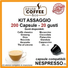 KIT ASSAGGIO 200 capsule NESPRESSO: Caffè, Ginseng, Nocciola, Pistacchio,etc