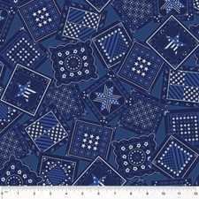 Patriotic Fabric  Americana Blue Bandana Toss Print  Windham YARD