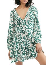 Free People Emerald Rebecca Floral Print Ruffled Dress Size Small