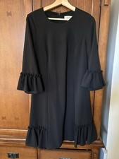 CALVIN KLEIN Black Crepe Stretch Bell 3/4” Sleeve Shift Dress Size 8