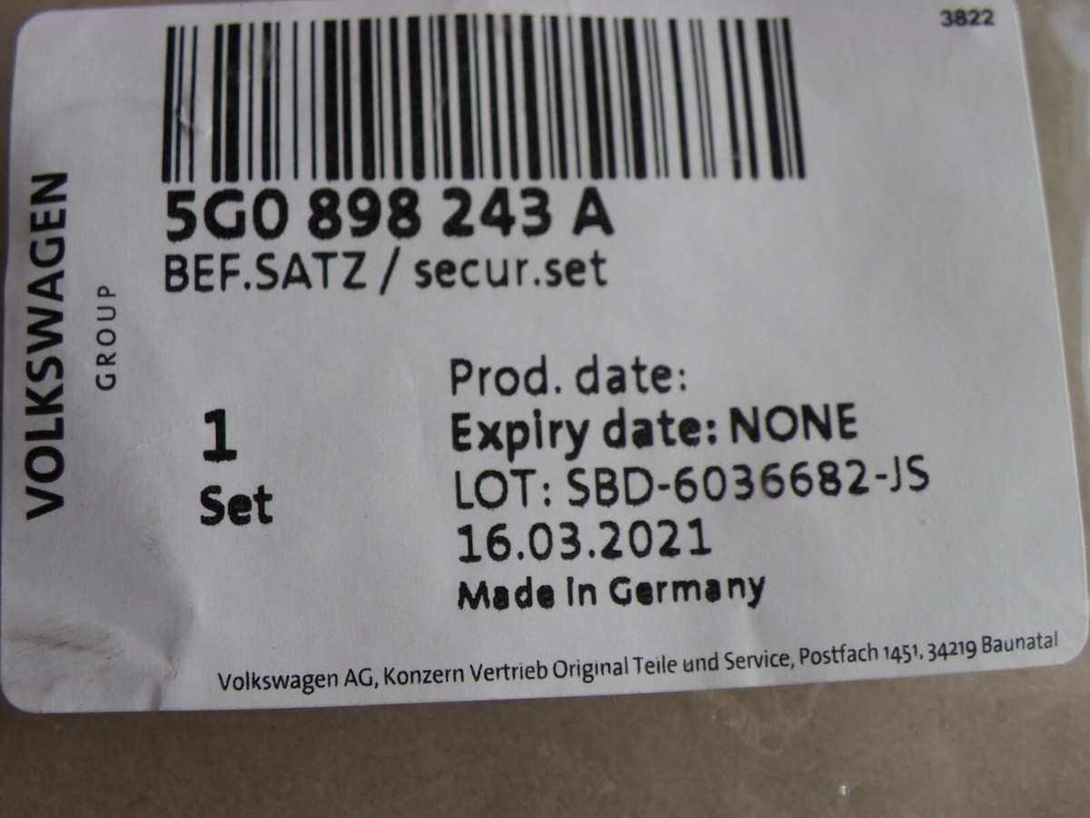 1x Orig. VW Golf 7 VII Befestigungssatz 5G0898243A Türverkleidung 