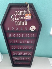 Halloween Wooden Countdown Calendar Tombstone Skull Marker NEW WITH TAG 24"