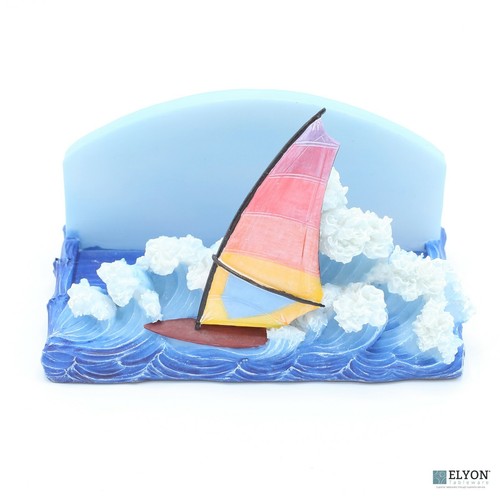 Hand Painted Resin 3D Sailboat Coaster Set, Stand with 4 Coasters, A. Richesco - Picture 2 of 7