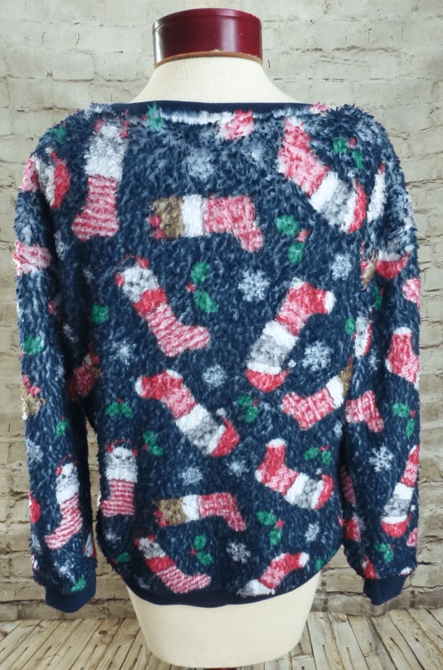 Camisa No Boundaries Cat in Stocking azul vermelha meninas juniores tamanho grande 11/13 difusa - Imagem 4 de 4