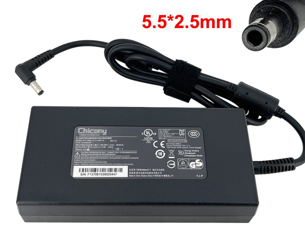 Cargador de fuente de alimentación Chicony 230W para Gigabyte Aero 15 Classic SA WA XA YA 16 YE